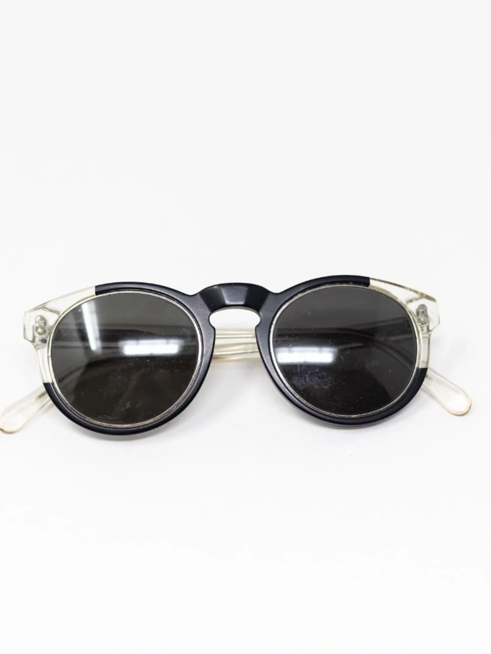 Retro Super Future Paloma Black Clear Plastic Frames Round Lenses Sunglasses